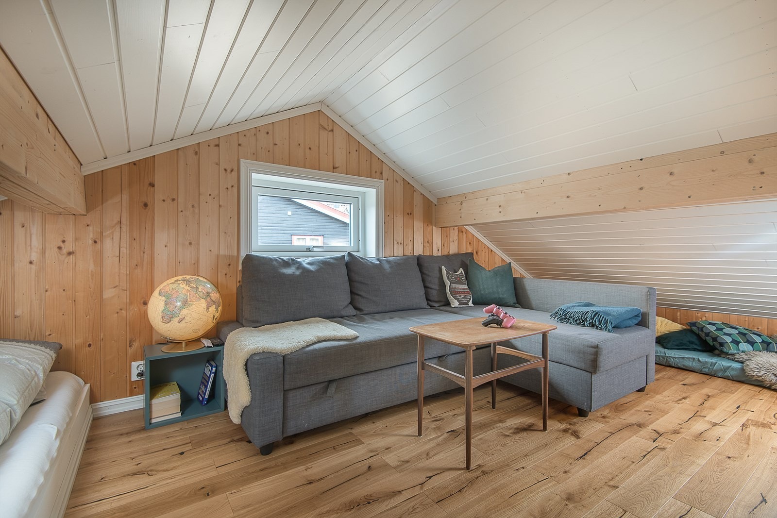 Hems har gulvareal på ca. 14kvm, men er ikke målbart grunnet lav takhøyde Galleribilde