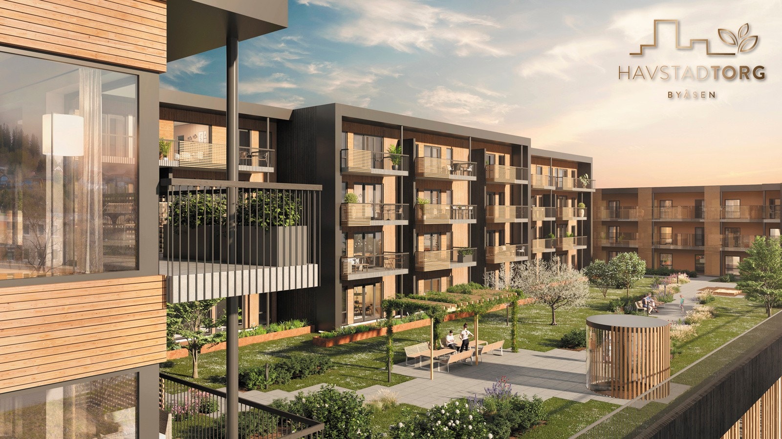 Fra leilighetens stue- og kjøkkendel er det utgang til en herlig terrasse. Galleribilde