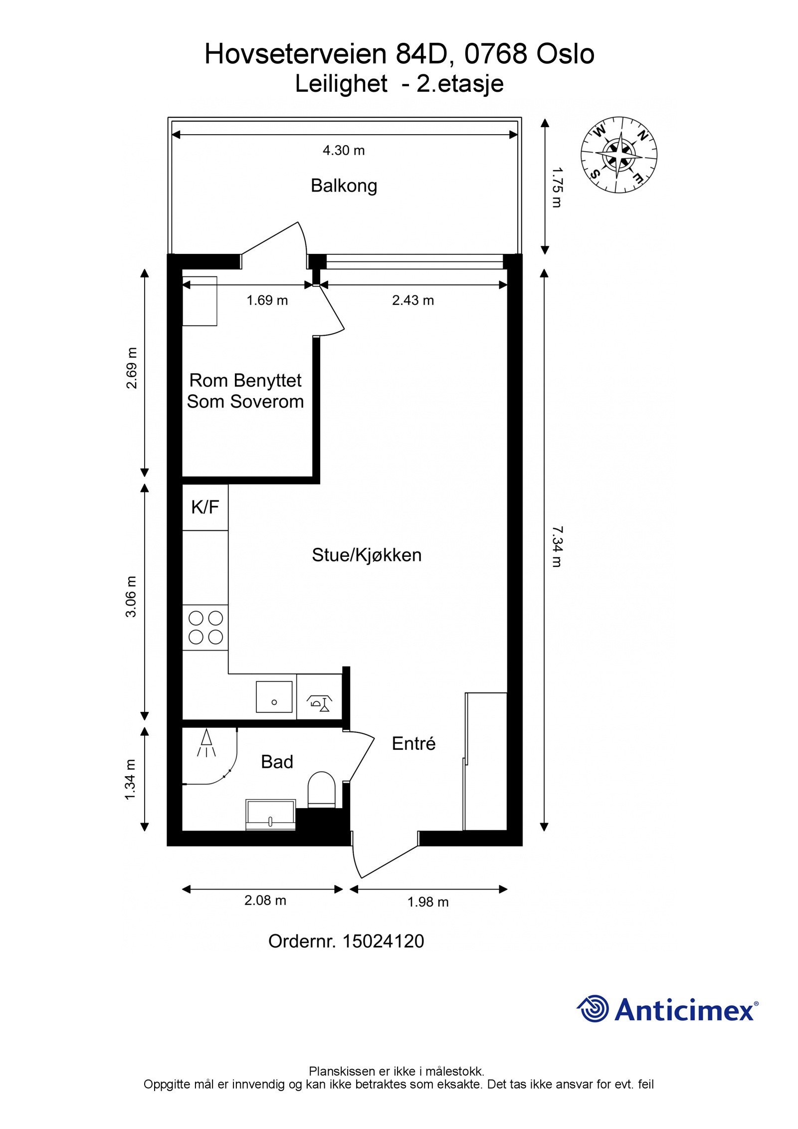 Plantegning Hovseterveien 84D. Galleribilde