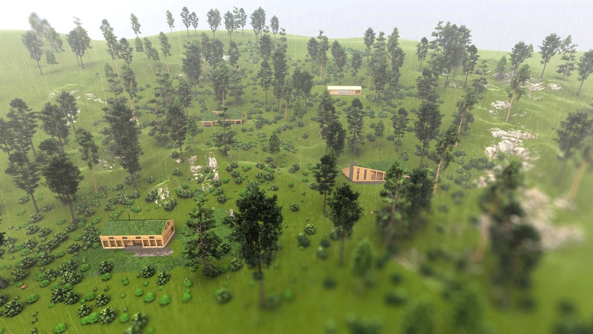 Hytter oversiktsbilde av alle hyttene i naturen Galleribilde