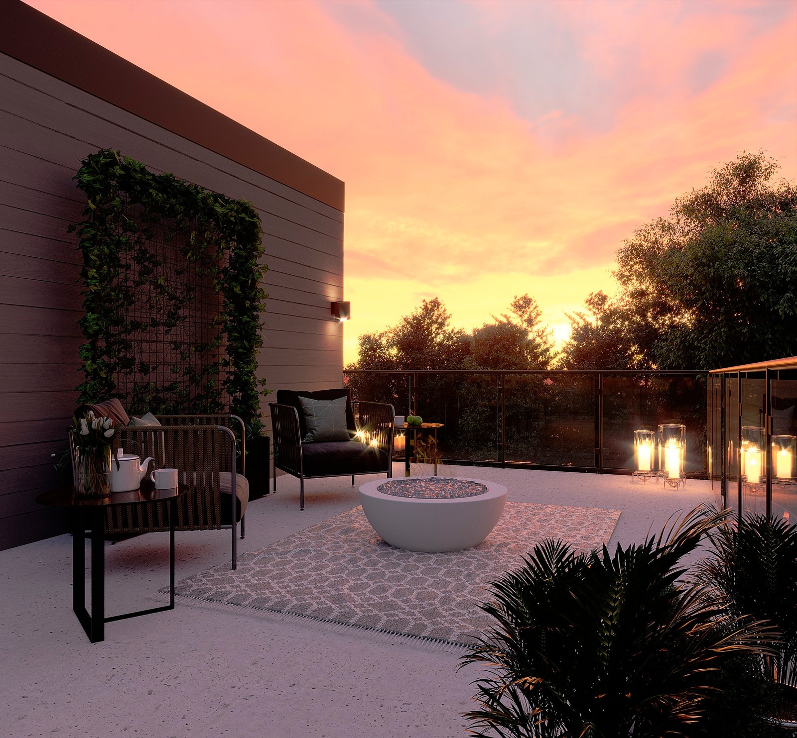 Luftig takterrasse i 3. etasje Galleribilde