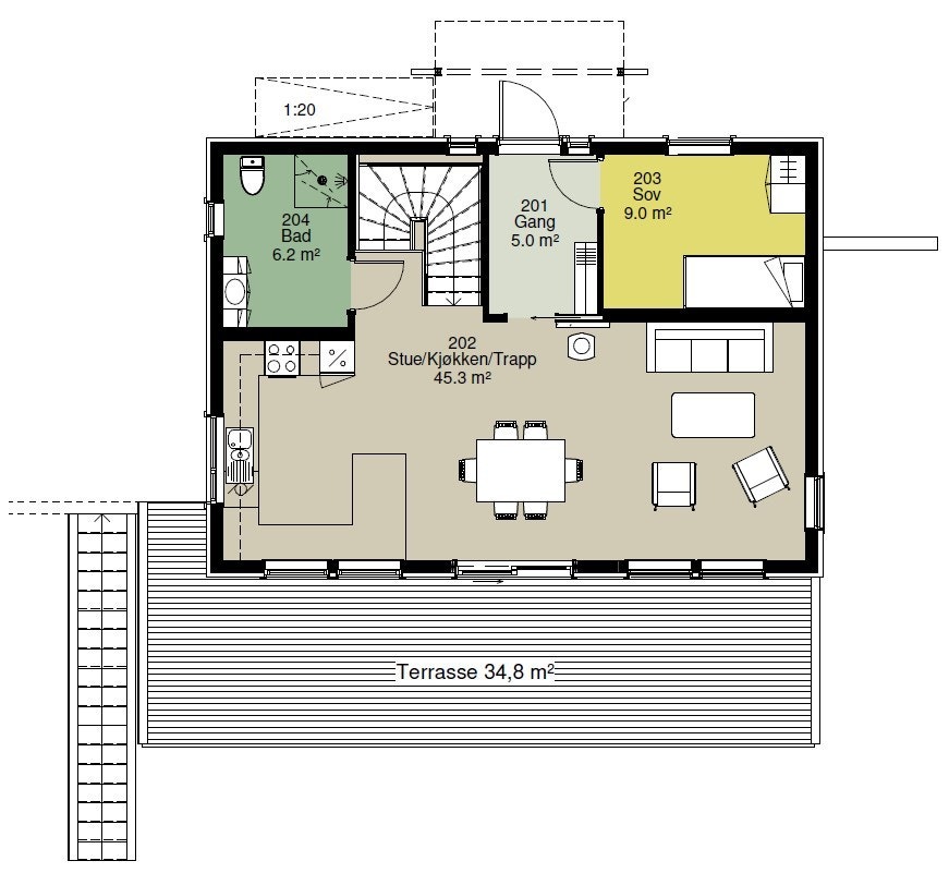 Plan øvre etasje Galleribilde