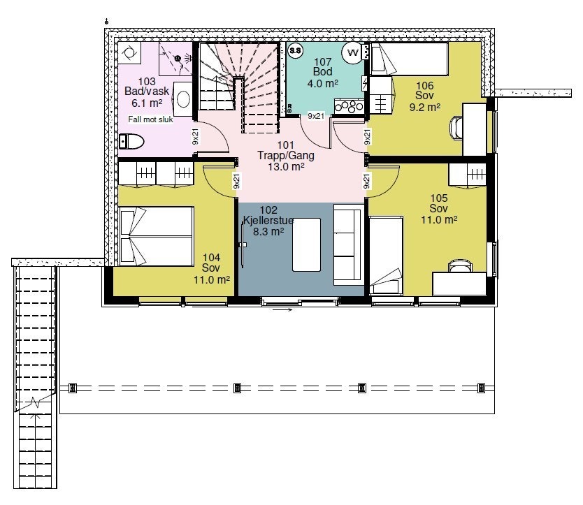 Plan nedre etasje Galleribilde
