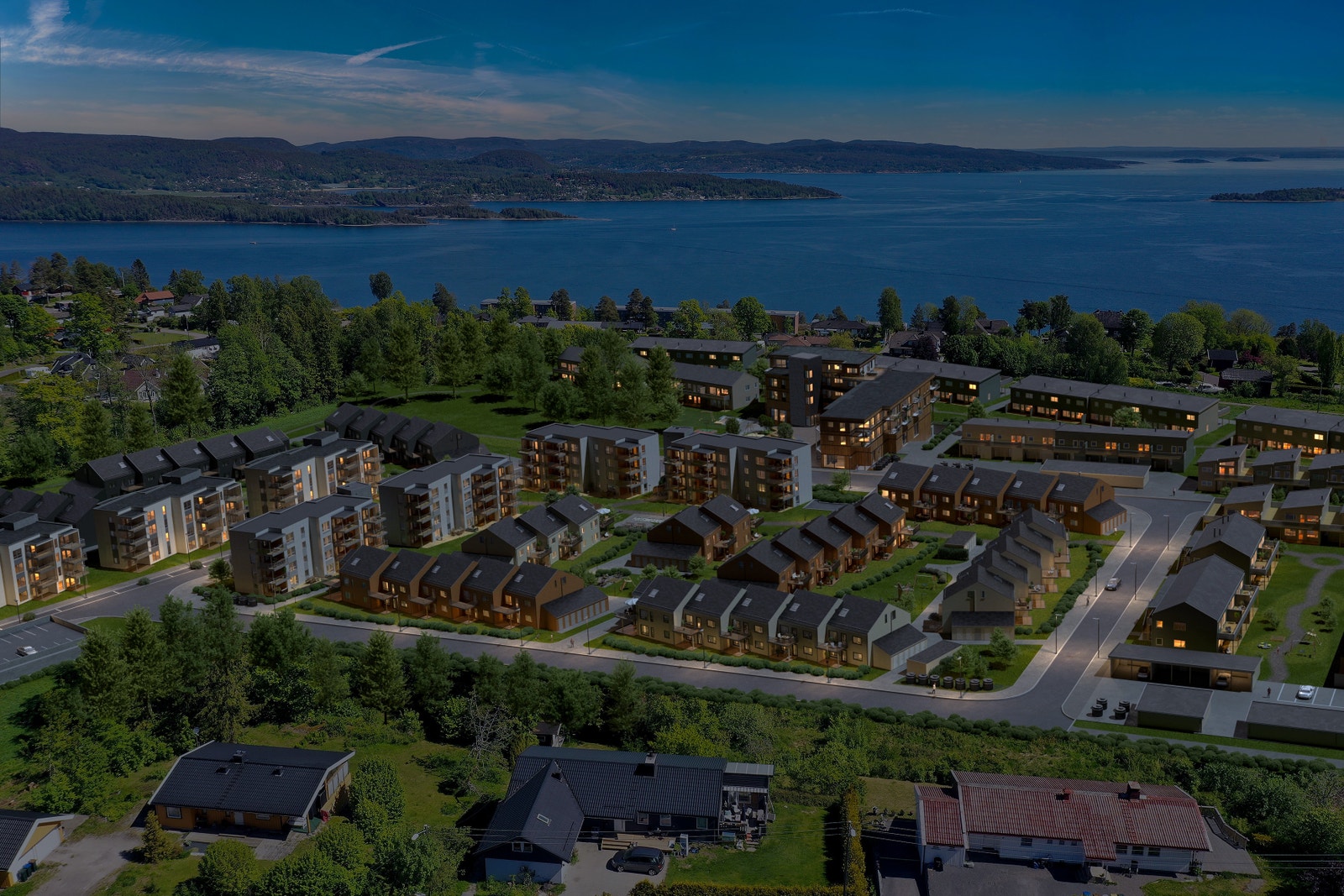 Solbergtunet by night (Illustrasjon) Galleribilde