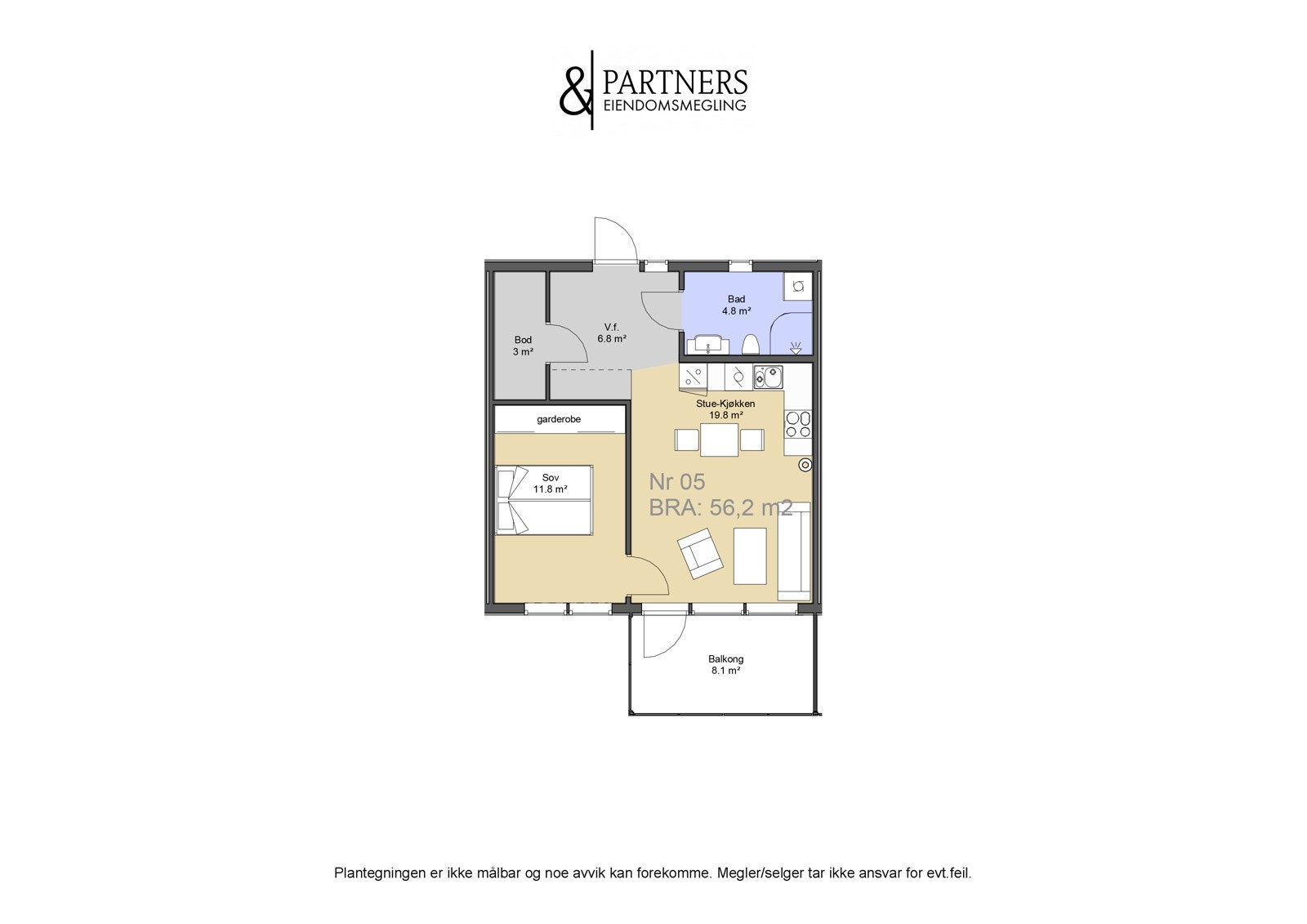 Blokk AB 2-roms 1 og 2. etg - øst Galleribilde