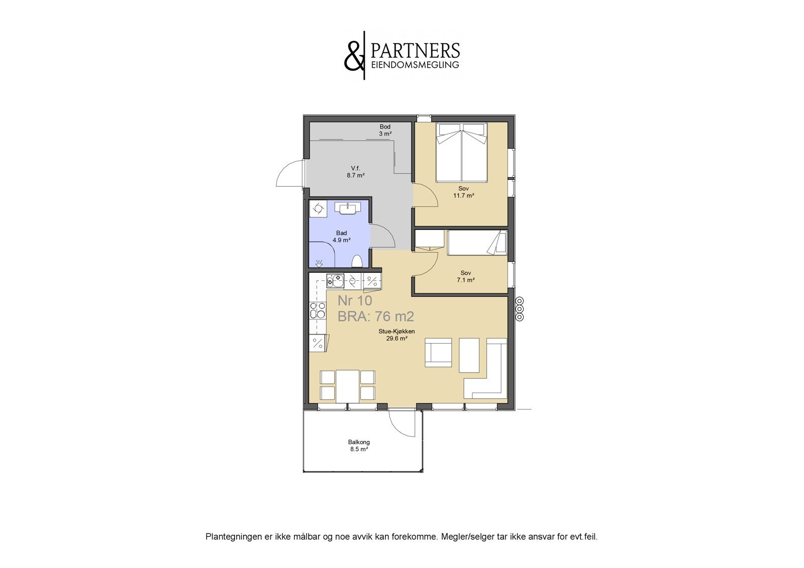 Blokk AB 3-roms 1 og 2. etg - øst Galleribilde