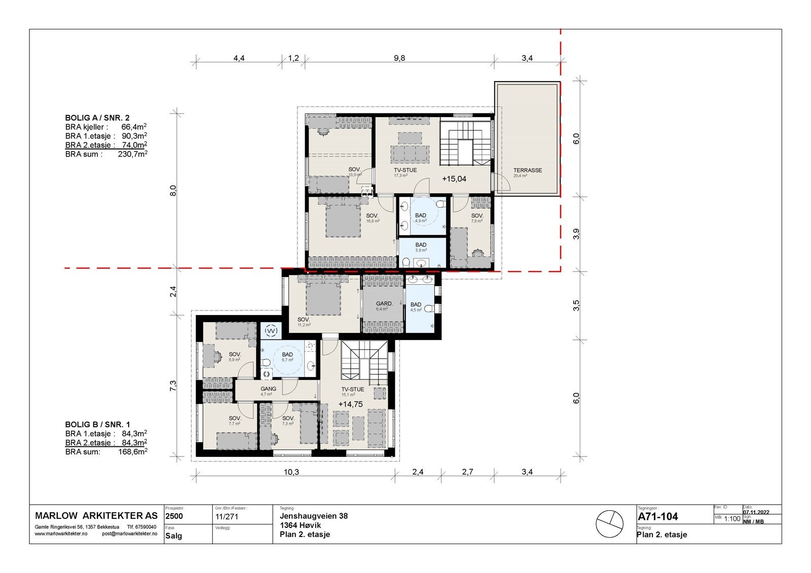 Plantegning 2. etg.- hus A er snr. 2 Galleribilde