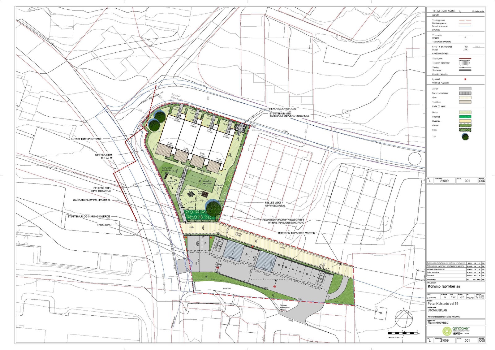 Utomhusplan - alle husene har uteplass foran og bak samt egen carport og egen biloppstillingsplass - koselig lekeplass Galleribilde