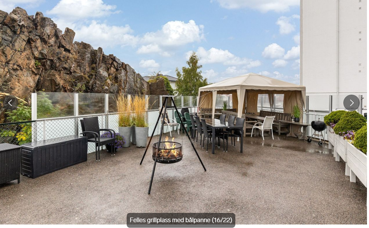 Felles uteplass med grill og bålpanne. Galleribilde