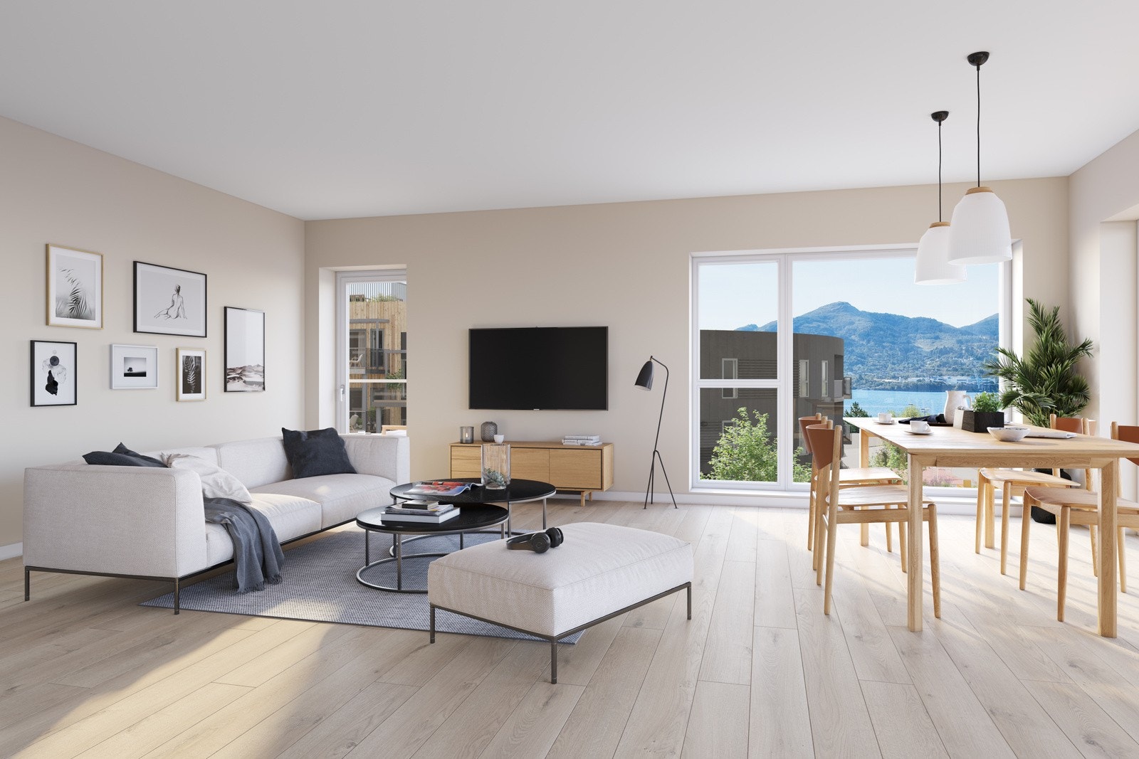 Leilighetene blir moderne og energieffektive med energiklasse A. 1-stavs eikeparkett for alle leiligheter over 60 m2. Illustrasjonsbilde fra leilighet 301. Galleribilde