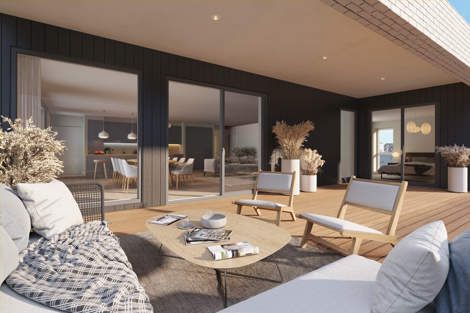 Leilighet A407 er på 160 m2 og har en takterrasse på hele 57 m2 i tillegg til en privat takterrasse på toppen. Galleribilde