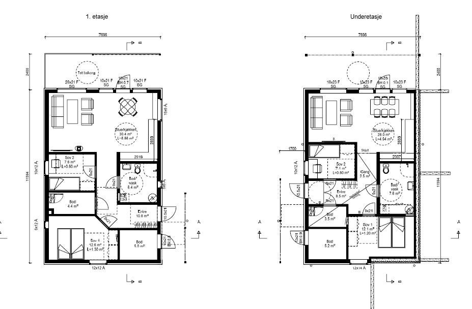 Planløsning 2 soverom Galleribilde