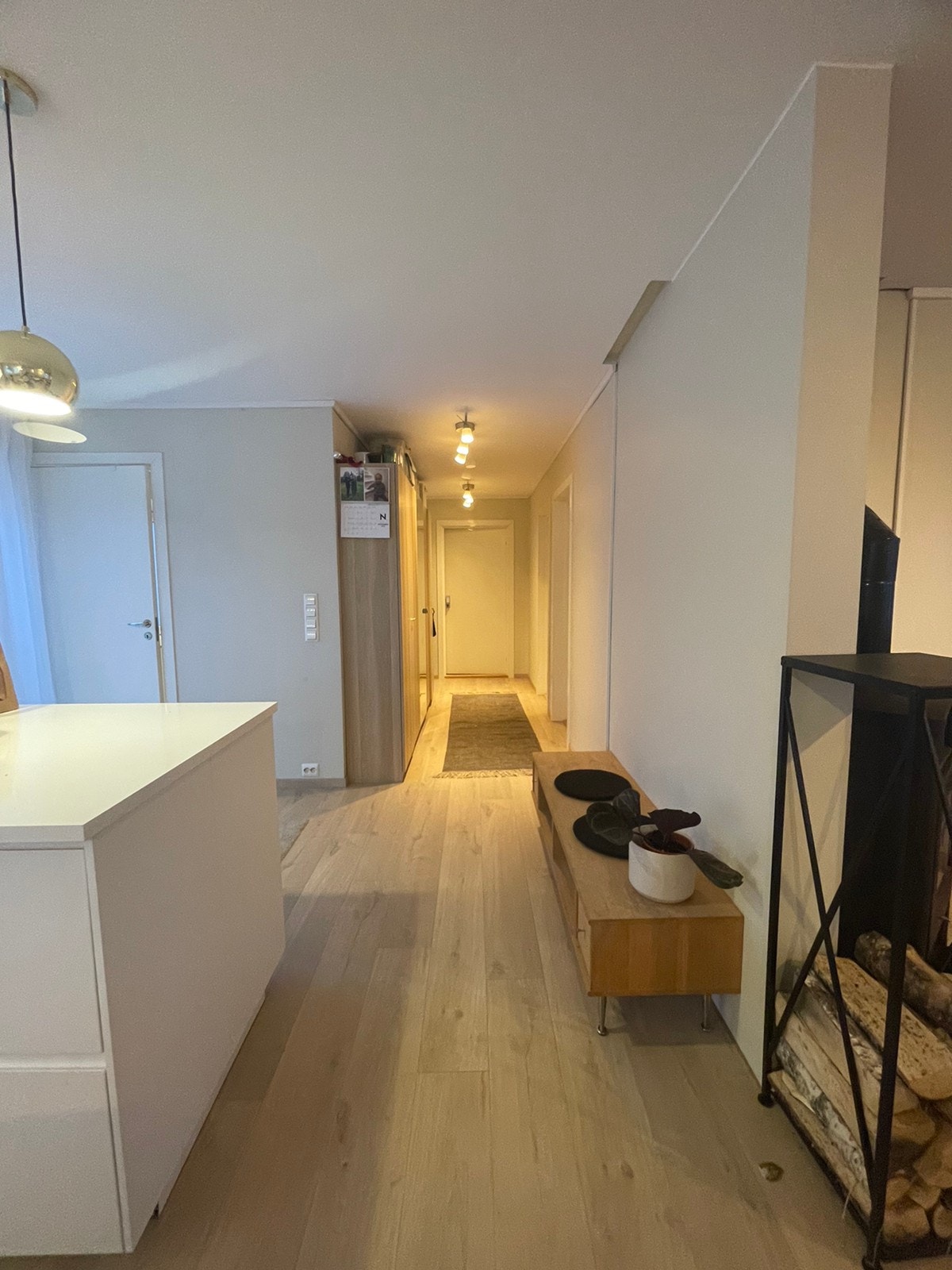 Gang og dør til badet, sett fra spisebordet Galleribilde