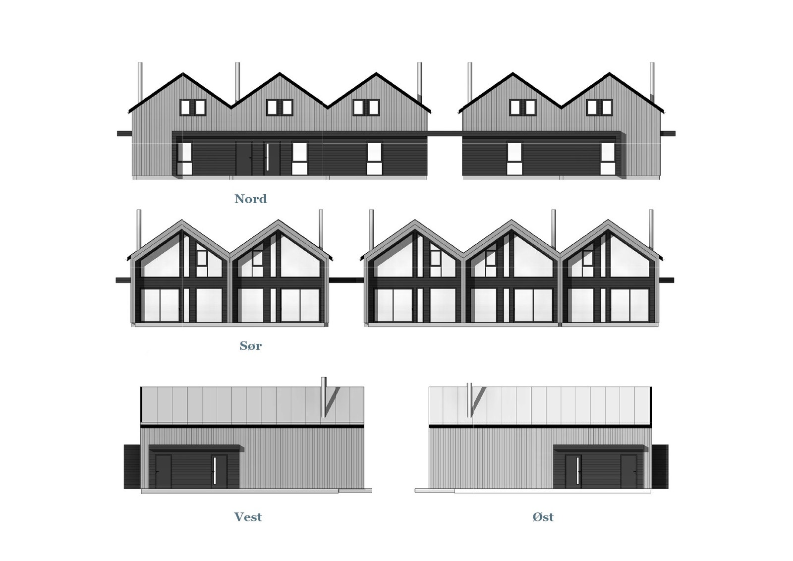 Oversikt fasader fritidsboliger Galleribilde