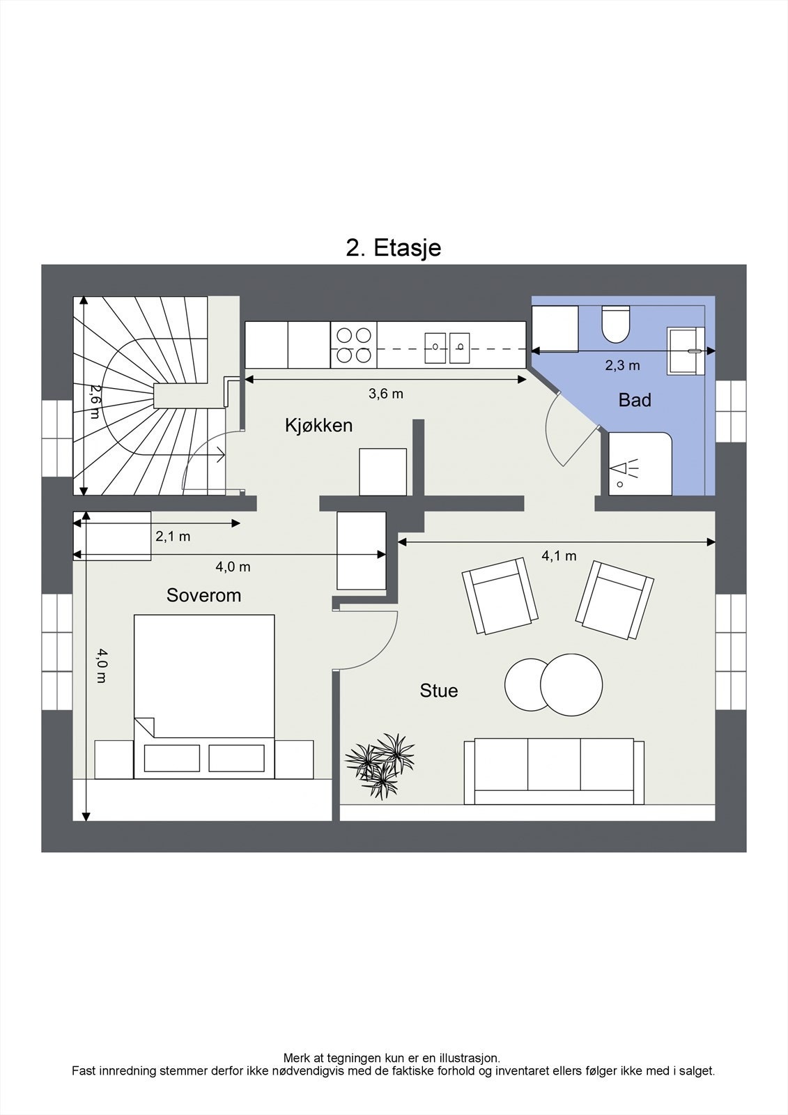 Planskisse over leiligheten Galleribilde