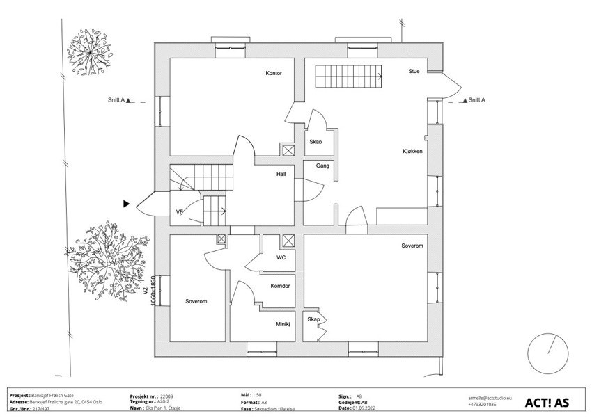 Plantegning 1. etasje Galleribilde