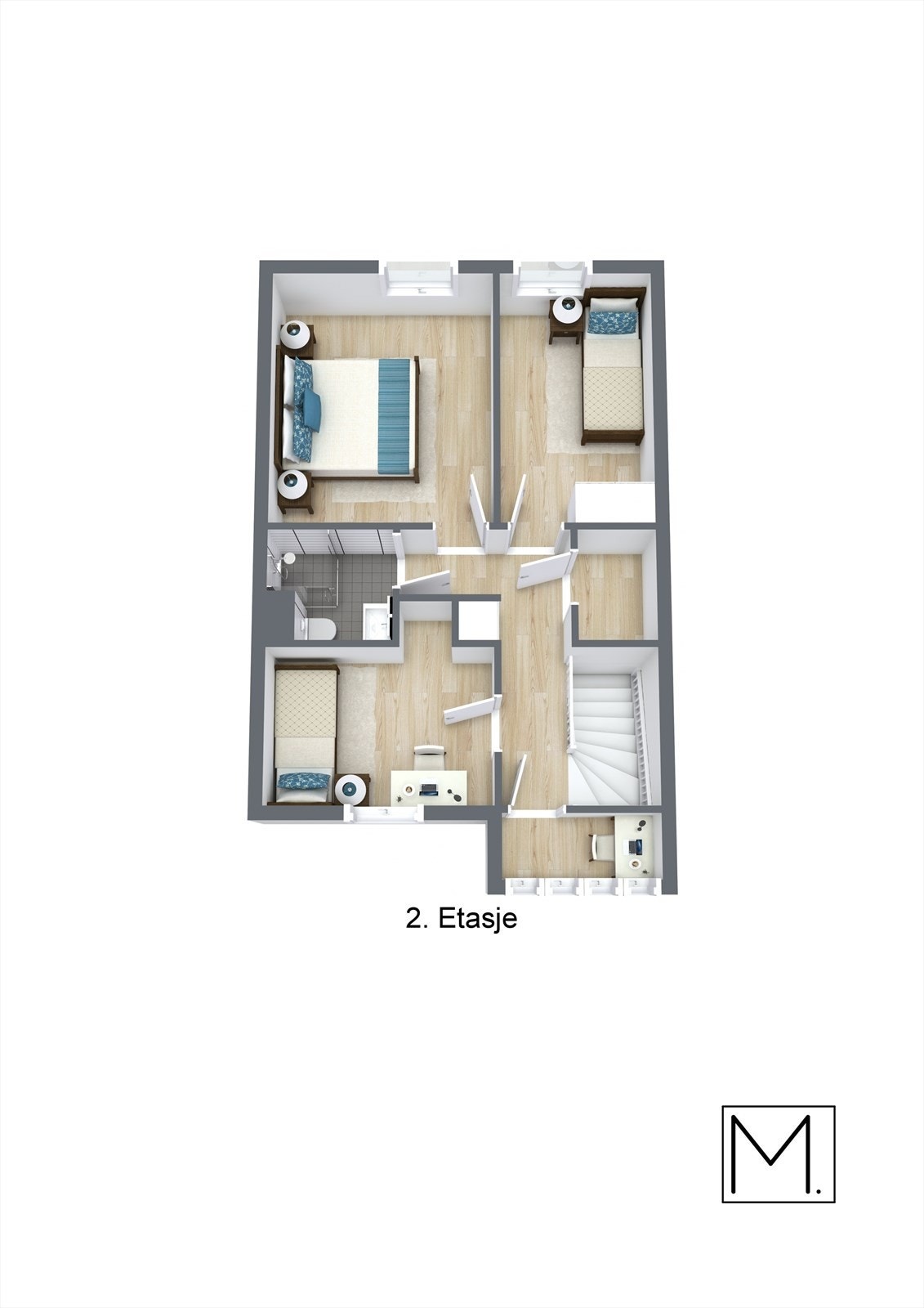3D Plantegning 2. etasje. Galleribilde