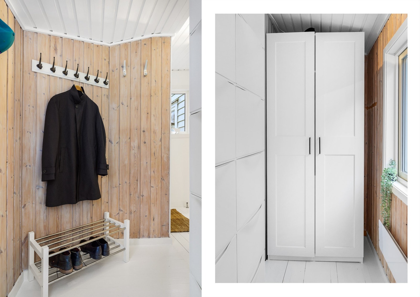 Her er det utmerket oppbevaringsplass for sko og yttertøy tilhørende en storfamilie. Galleribilde