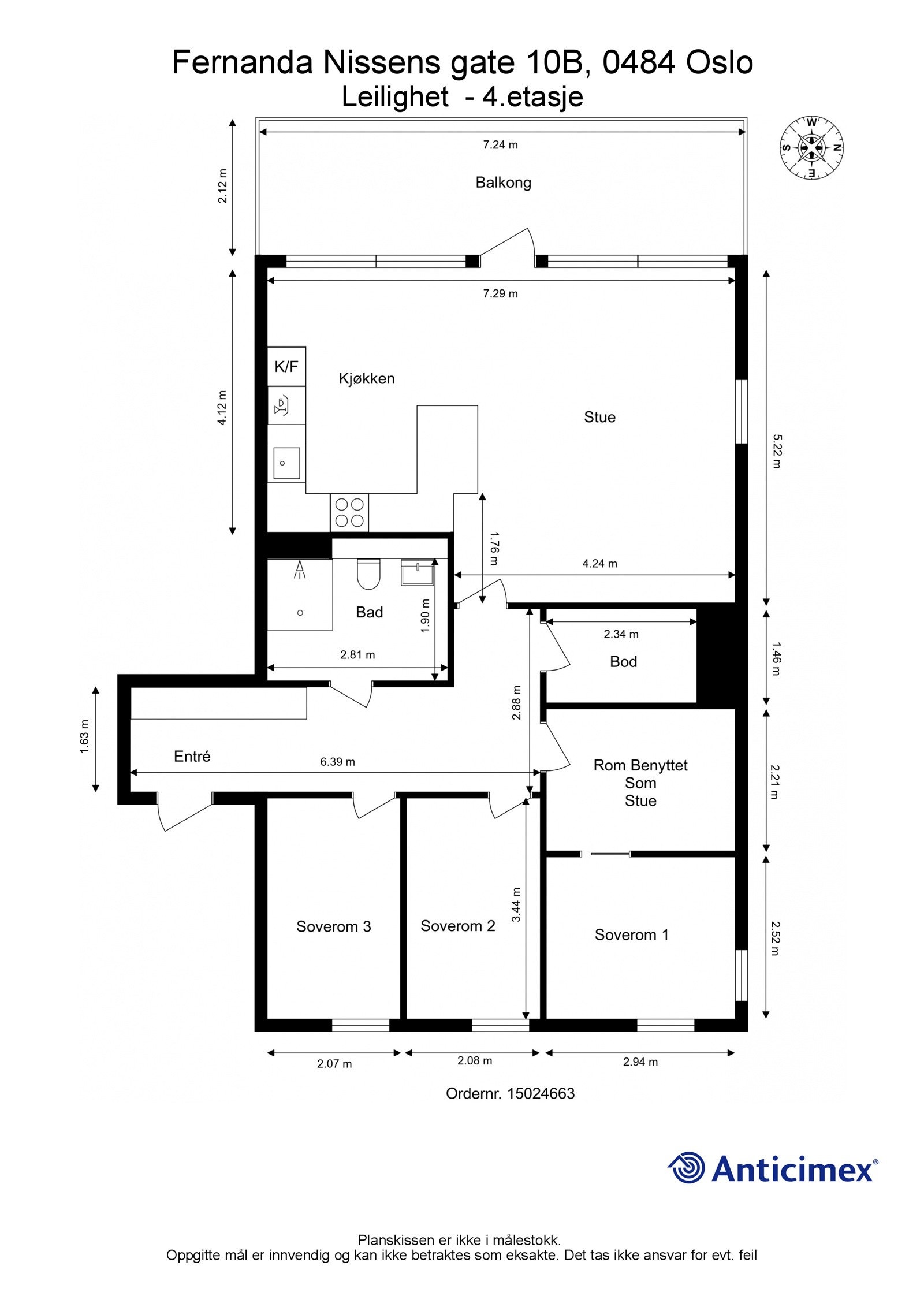 Plantegning. I tillegg disponerer leiligheten en garasjeplass med elbil-lader, samt en bod på ca. 5m² i 2. etasje. Heisadkomst. Galleribilde
