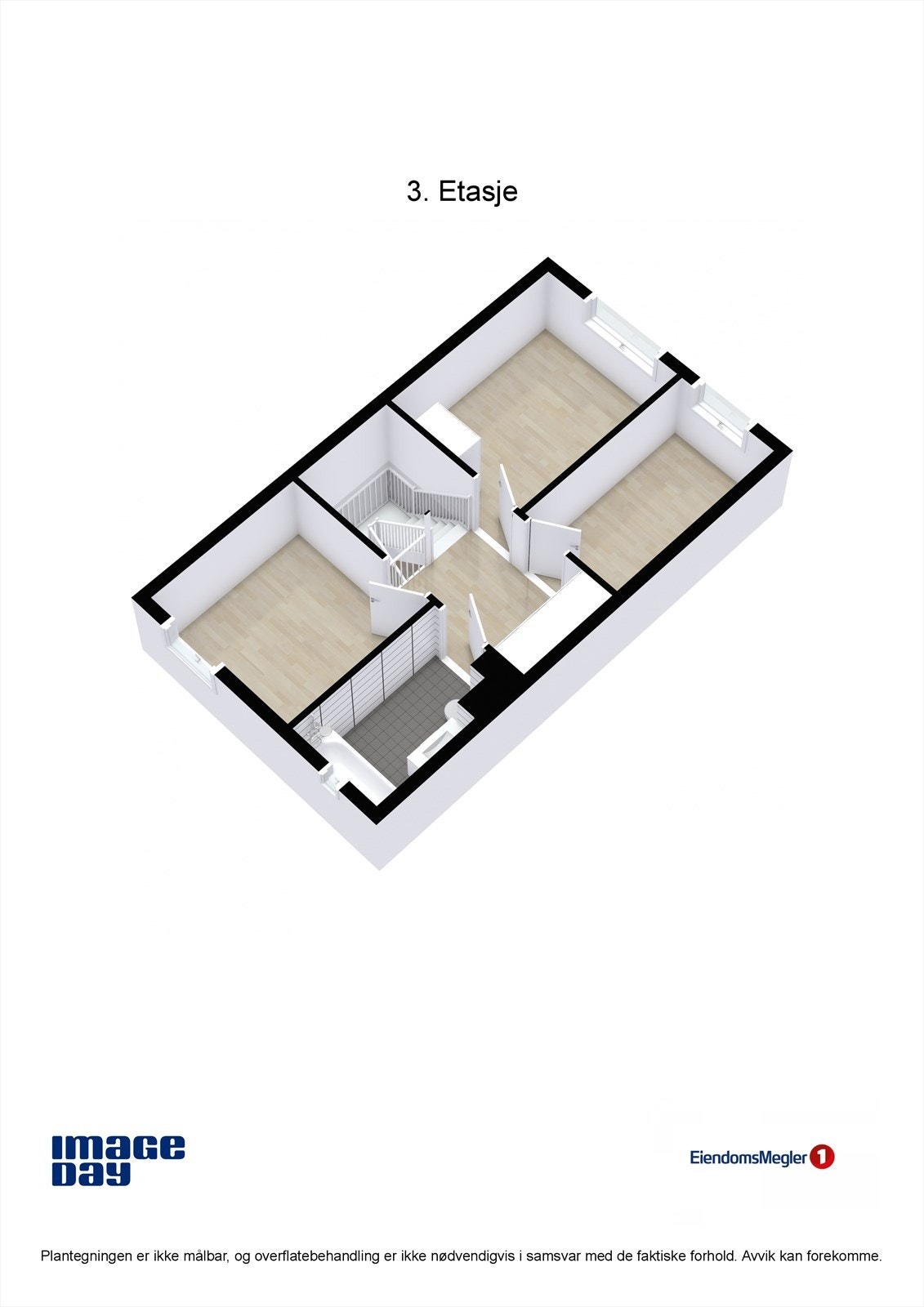 Rugdeberget 21 - 3D plantegning 3.etg Galleribilde