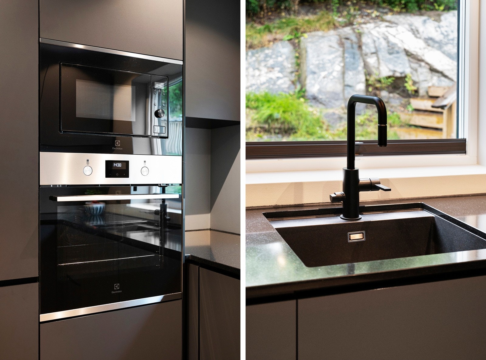 Induksjonstopp, stekeovn, mikrobølgeovn, kjøl/frys, oppvaskmaskin og slimline-ventilator er integrert i innredningen. Galleribilde