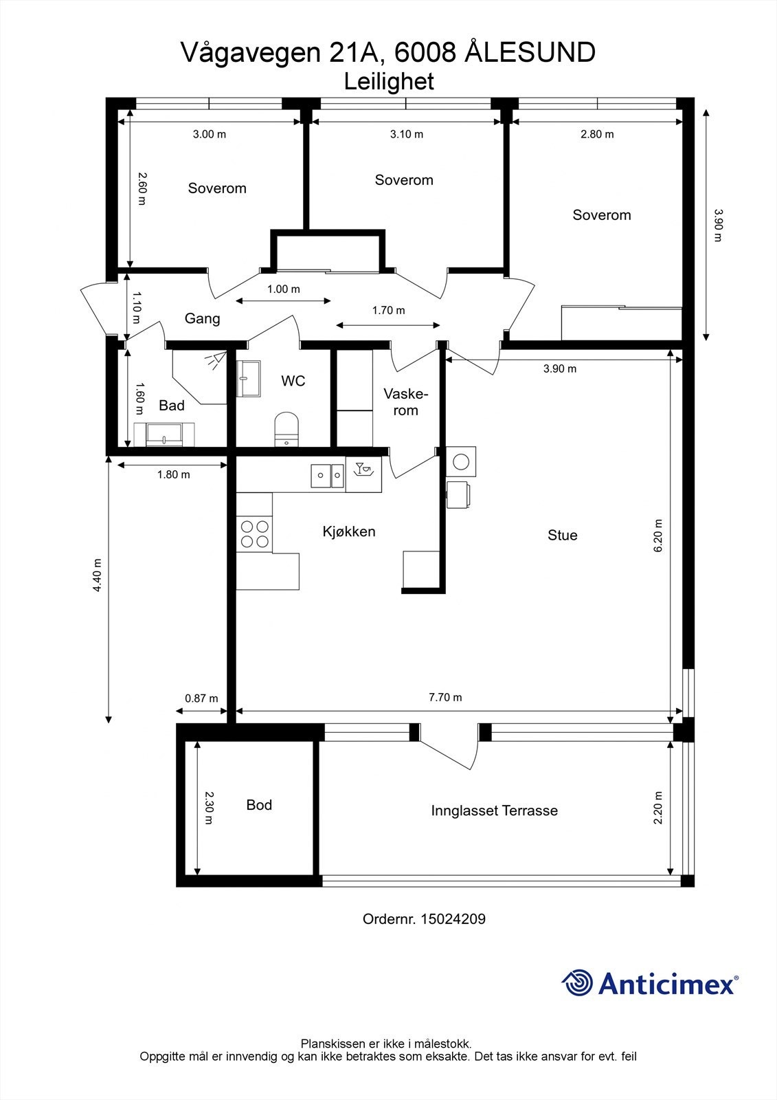 Målsatt plantegning Galleribilde