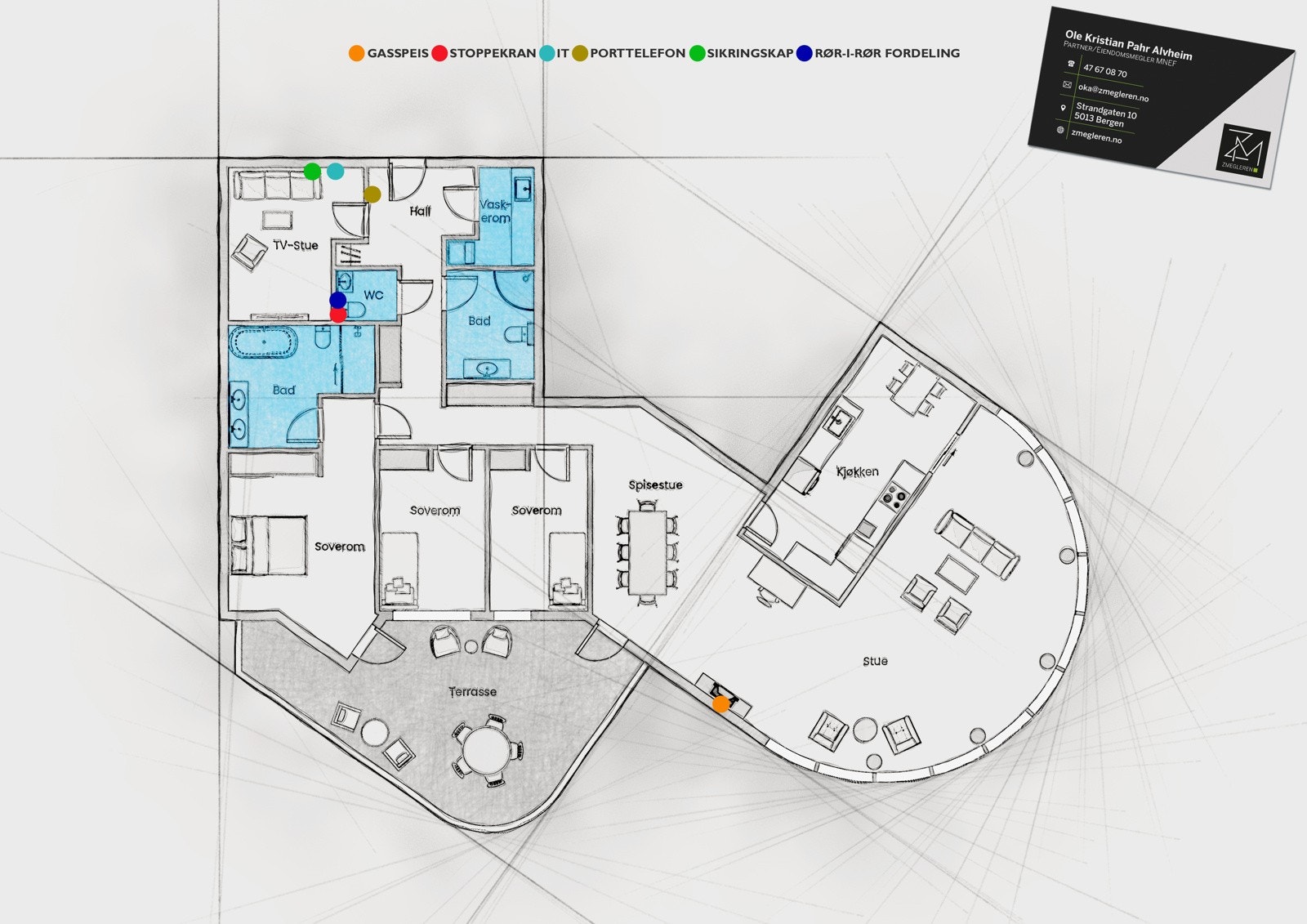 Hele 168 kvadratmeter på ett plan og en godt utnyttet boligflate samt en stor, solrik uteplass. Det er meget god lagringsplass i to eksterne boder samt bruksrett til garasjeplass i parkeringsanlegg i bygget. Galleribilde