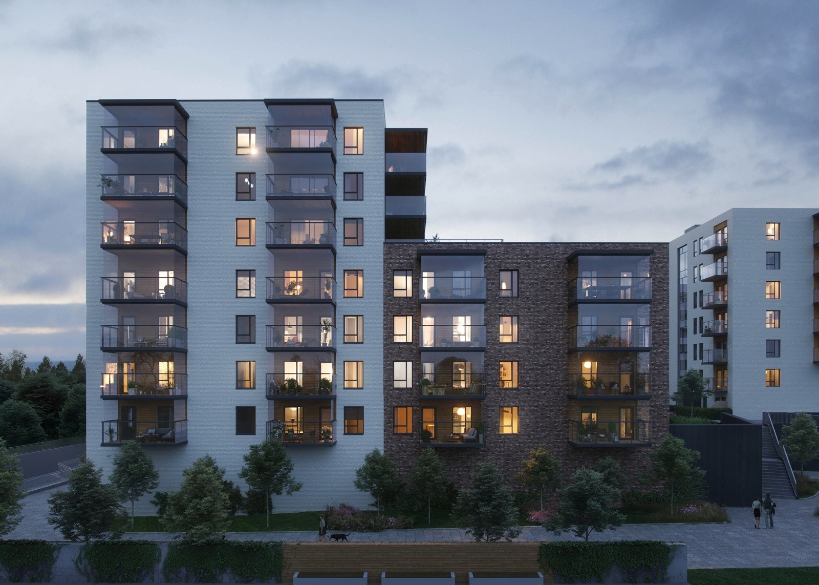 Saga Terrasse - moderne fasader og flott arkitektur. Kun ment som illustrasjon. Galleribilde