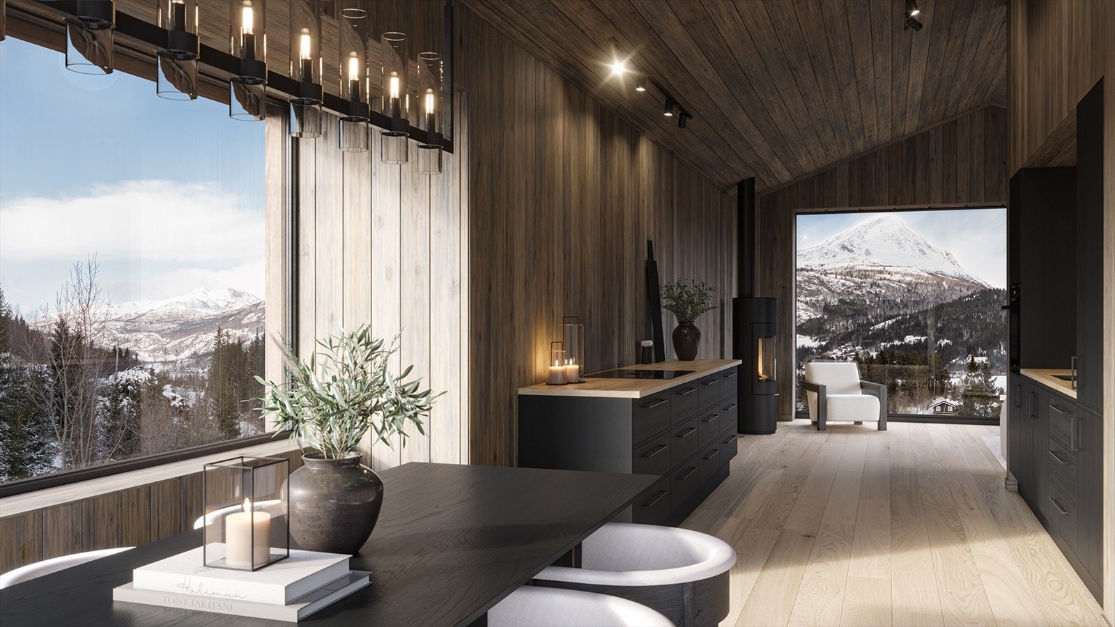 Nyt morgenkaffen med utsikt til dagens fjellopplevelser. (Illustrasjon av speilvendt modell.) Galleribilde