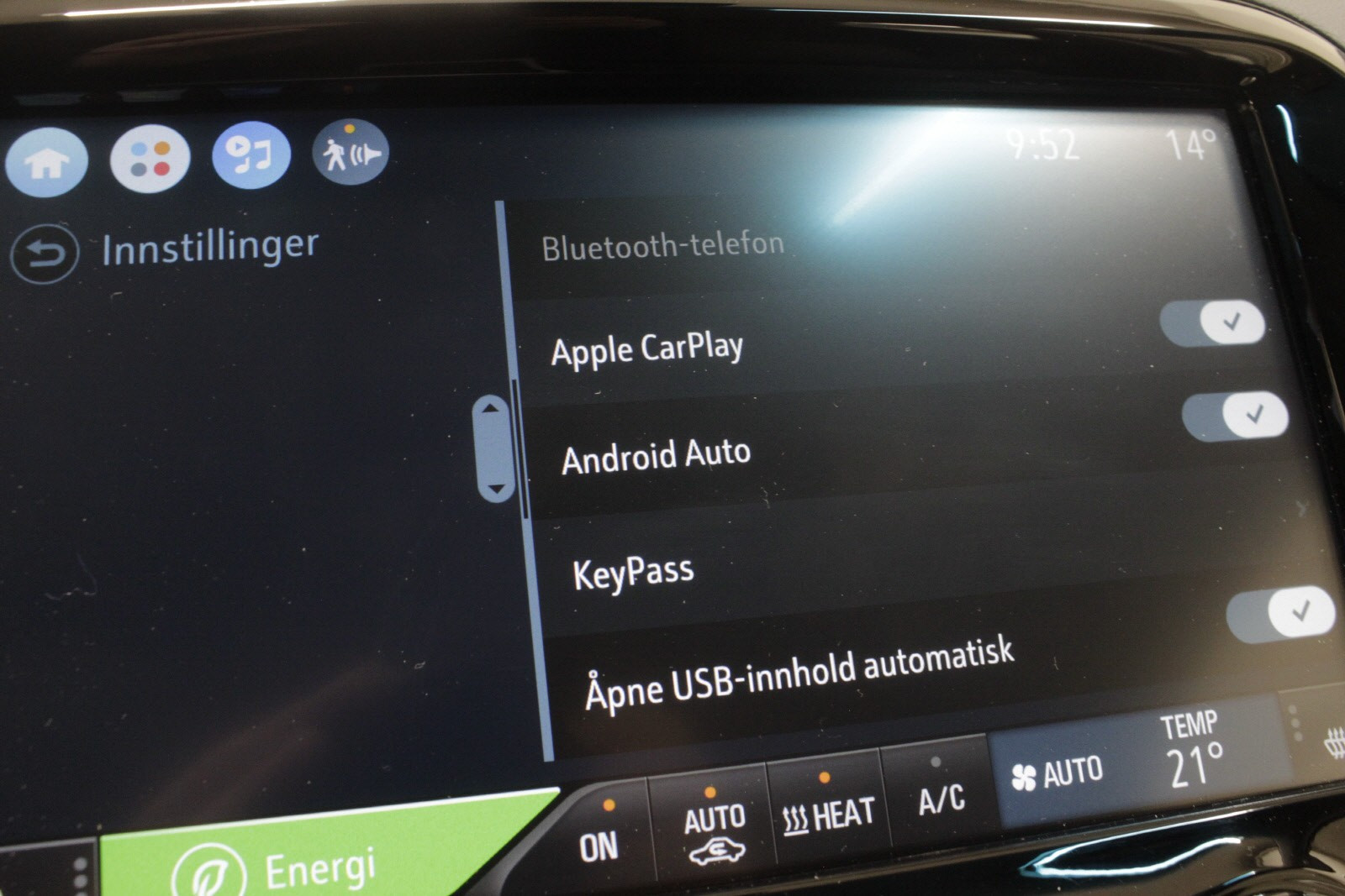 Innstillinger for Android - Apple Carplay