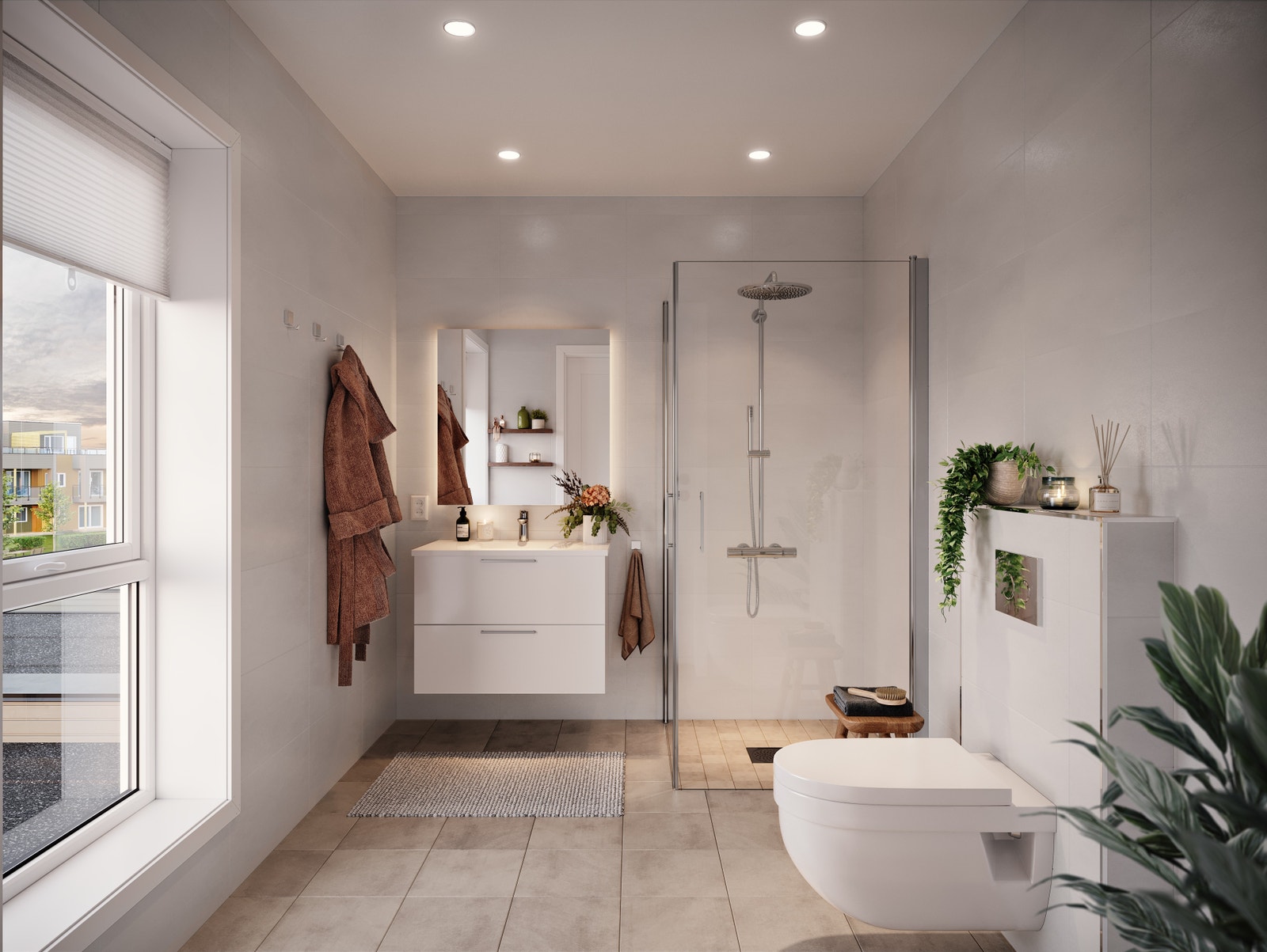 Moderne materialvalg på bad og flotte fliser levert av lokal kvalitetsleverandør Galleribilde