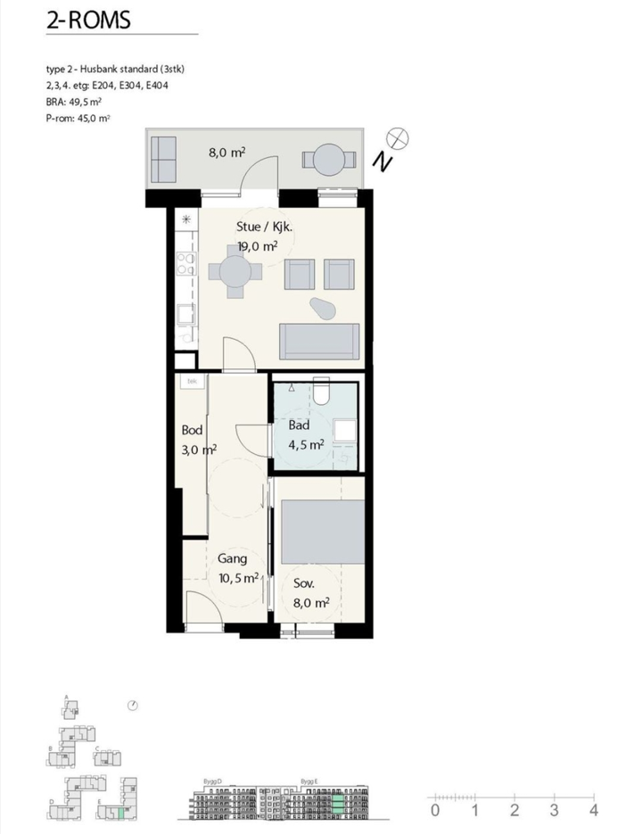 Orienterende skisse, som viser hvordan leiligheten er formet. Galleribilde