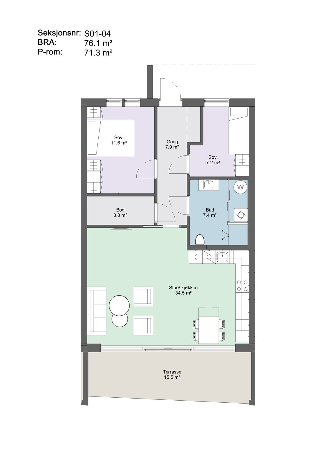 Plantegning S-04 (Illustrasjon -Avvik vil forekomme) Galleribilde