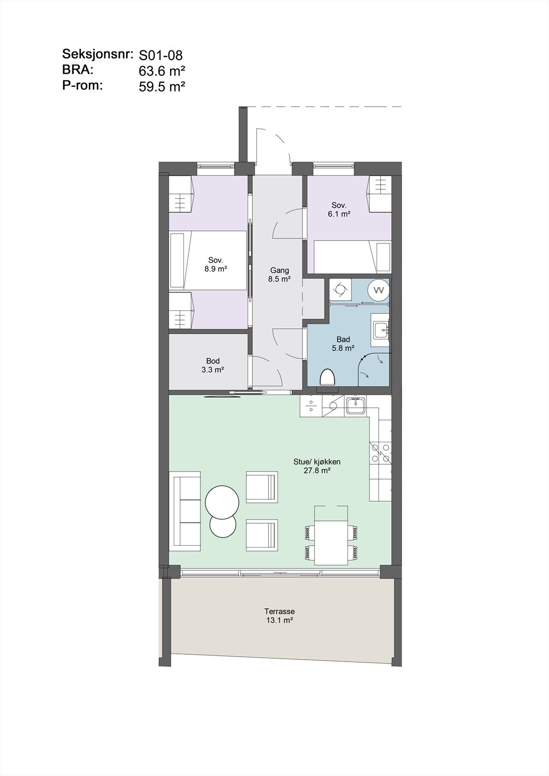 Plantegning S-08 (Illustrasjon -Avvik vil forekomme) Galleribilde