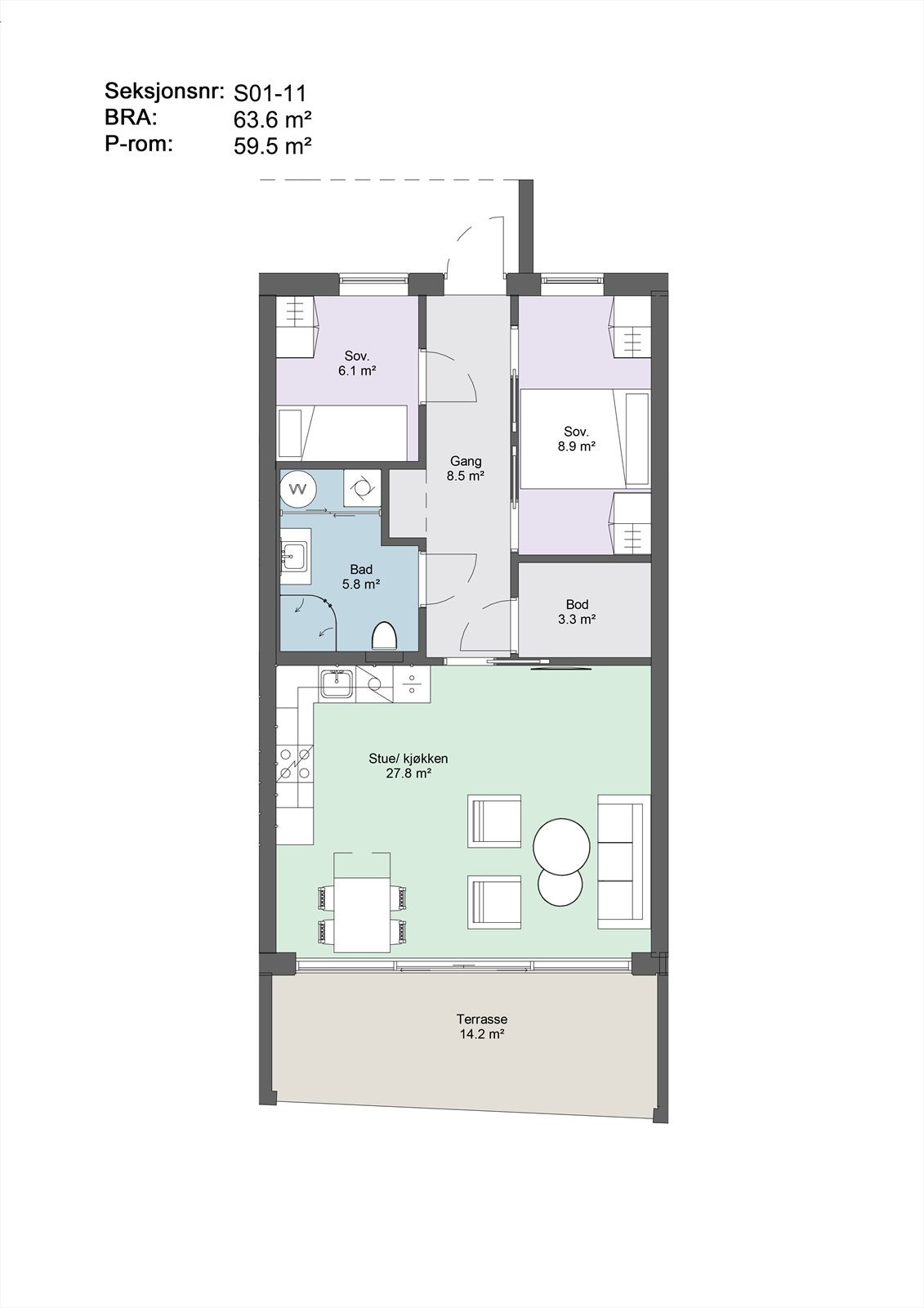 Plantegning S-11 (Illustrasjon -Avvik vil forekomme) Galleribilde