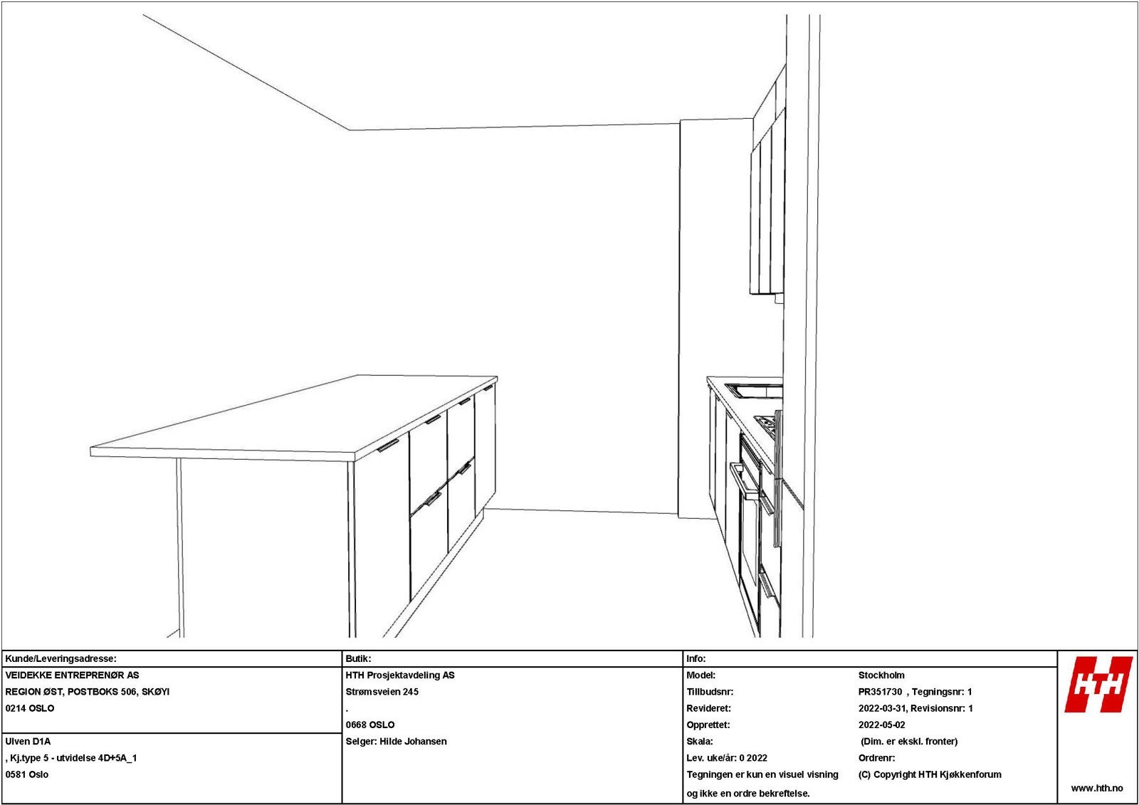 Kjøkkentegning for leilighet 5007, del 2 Galleribilde