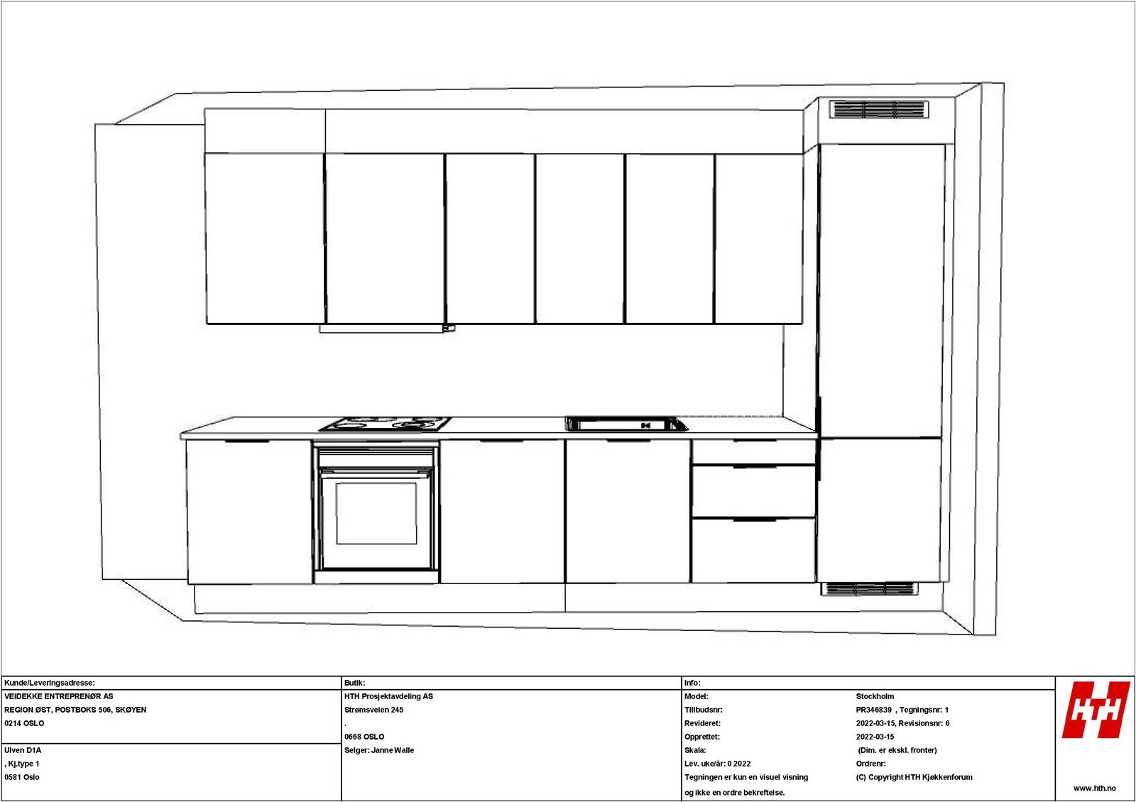 Kjøkkentegning for leilighet 7005, del 1 Galleribilde