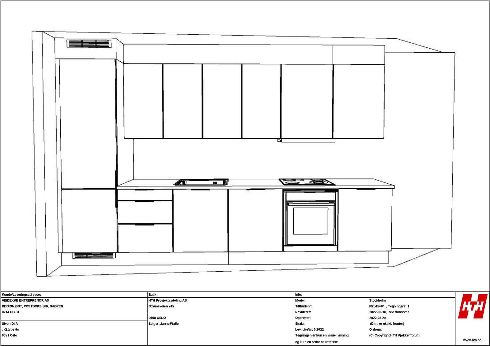 Kjøkkentegning for leilighet 3014, del 1 Galleribilde