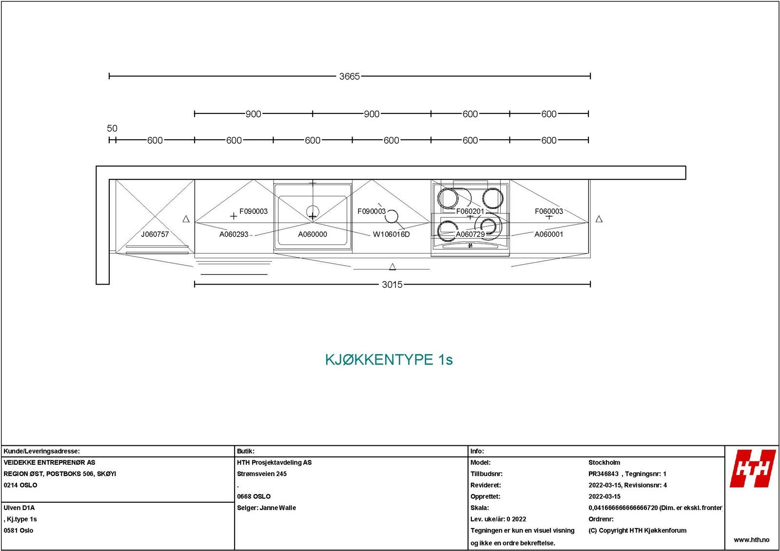 Kjøkkentegning for leilighet 6002, del 2 Galleribilde