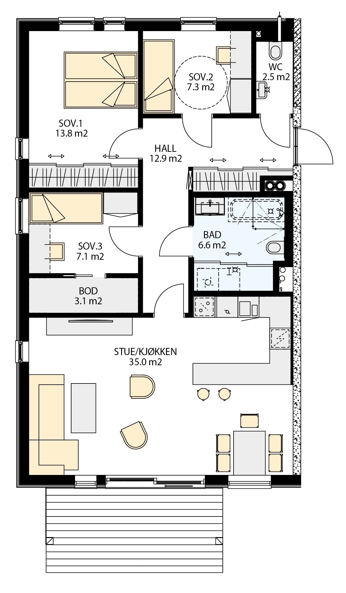 4- roms (94 m2 BRA) - 1 etasje - blokk 3 nr. 66 H0102 Galleribilde