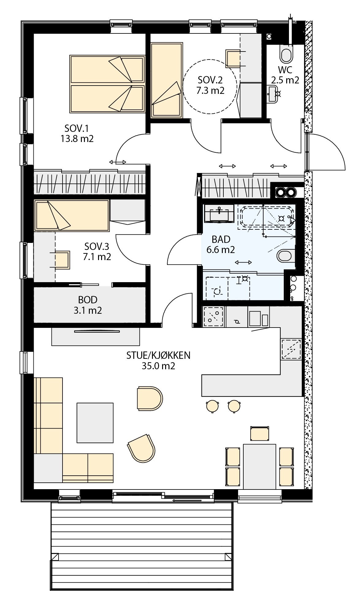 4- roms (94 m2 BRA) - 2 og 3 etasje - blokk 3 nr. 66 H0205 og 66 H0305 Galleribilde