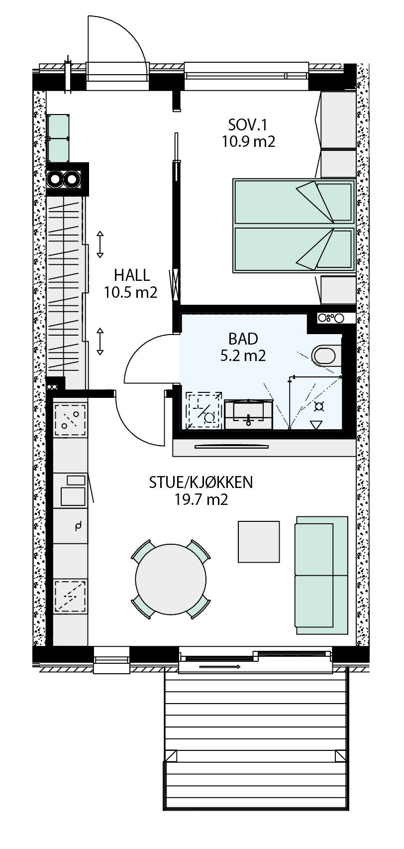 2- roms (50 m2 BRA) - 2 og 3 etasje - blokk 3 nr. 66 H0202 og 66 H0302 + blokk 2 nr. 68 H0303 + blokk 1 nr. 76 H0303 Galleribilde