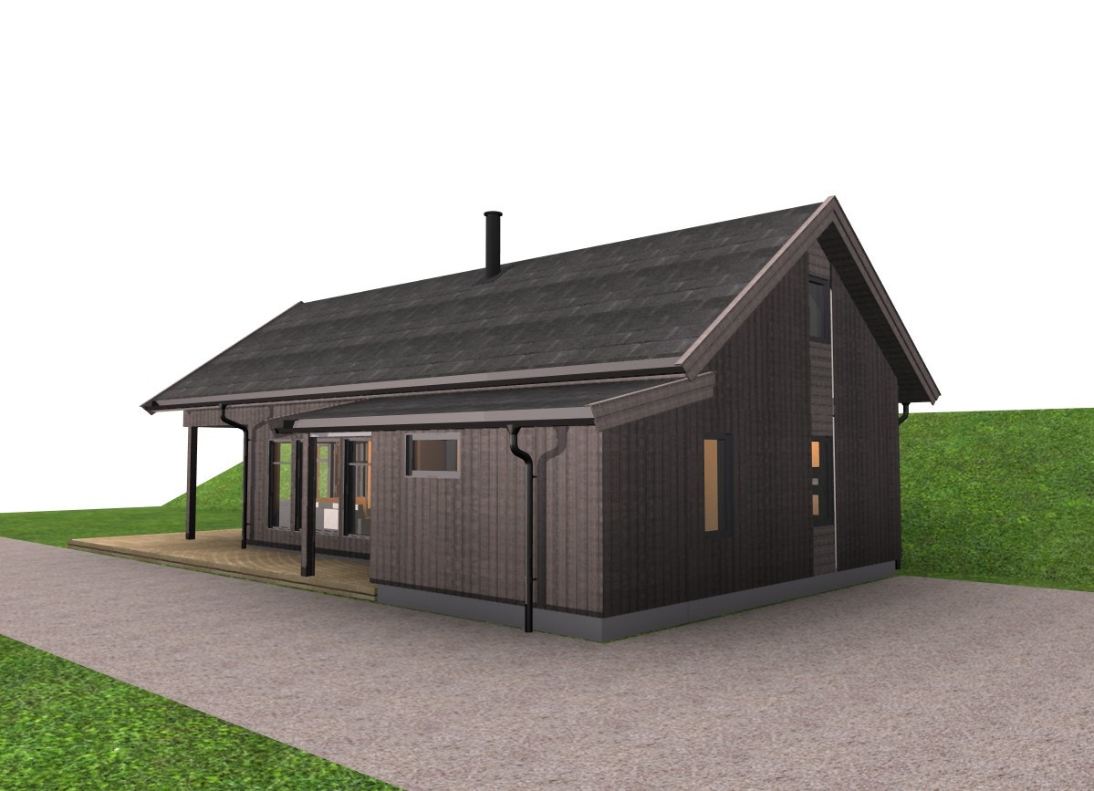 Render av hytte som er under bygging i Stordal Galleribilde