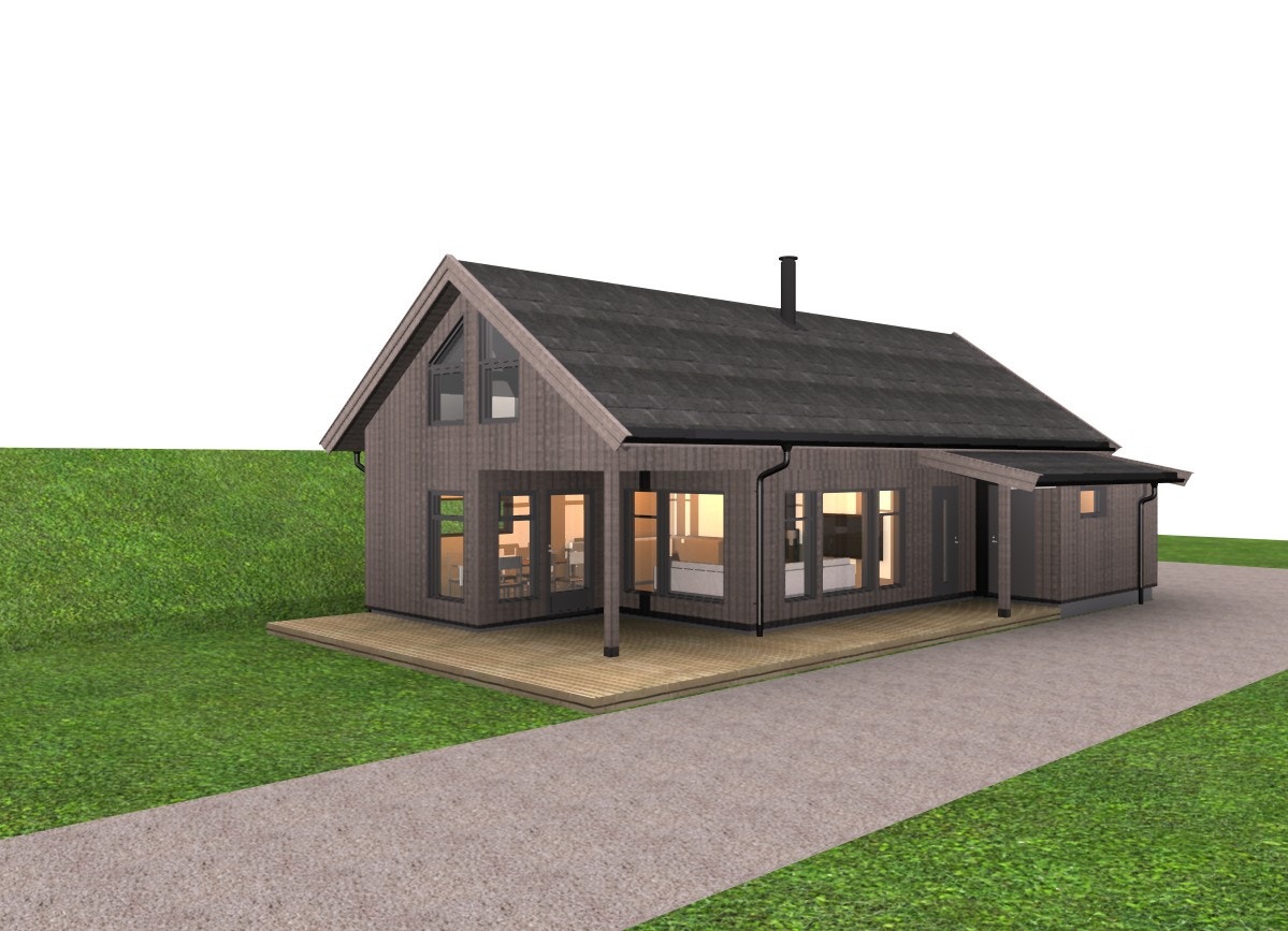 Render av hytte som er under bygging i Stordal Galleribilde