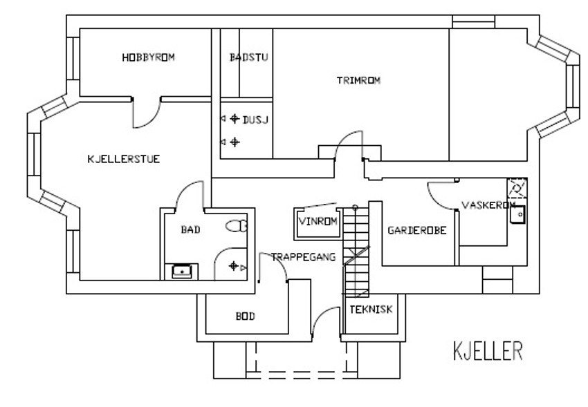 Plantegning kjeller. Galleribilde