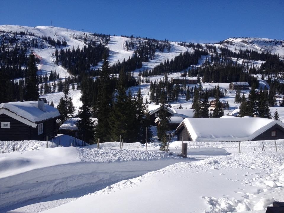 Fra eiendommen har man fantastisk utsikt mot alpinanlegget. Galleribilde