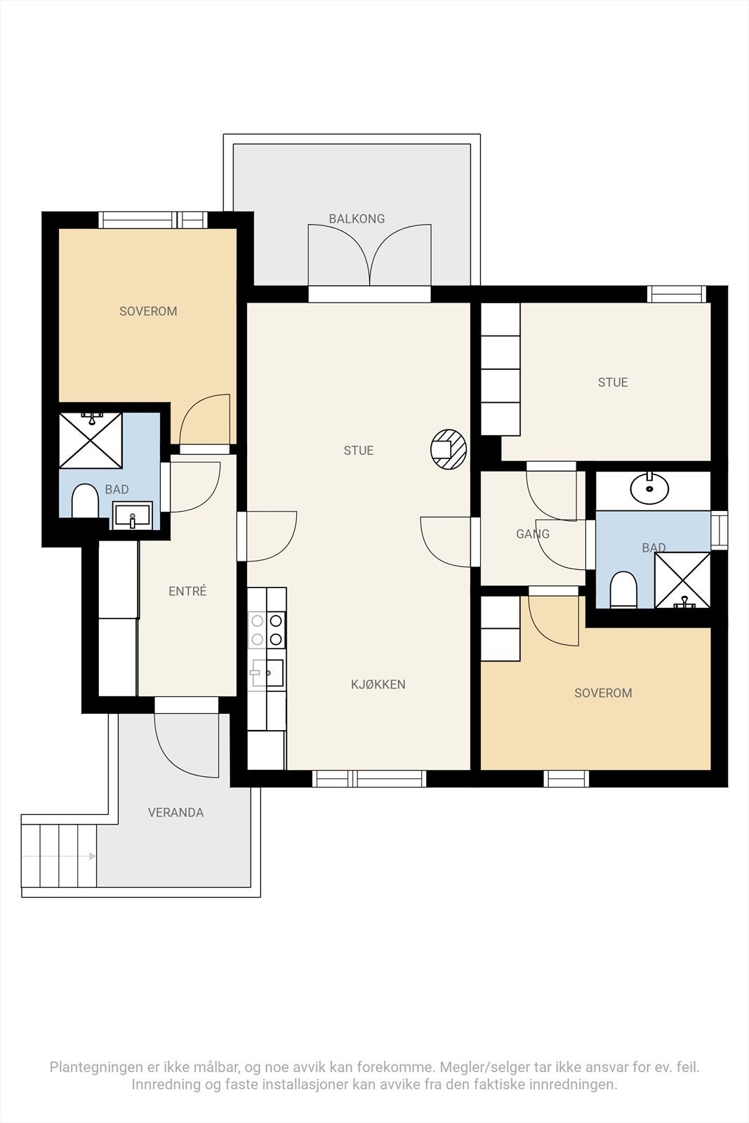 Alternativ planløsning med stue på soverom 3. Galleribilde