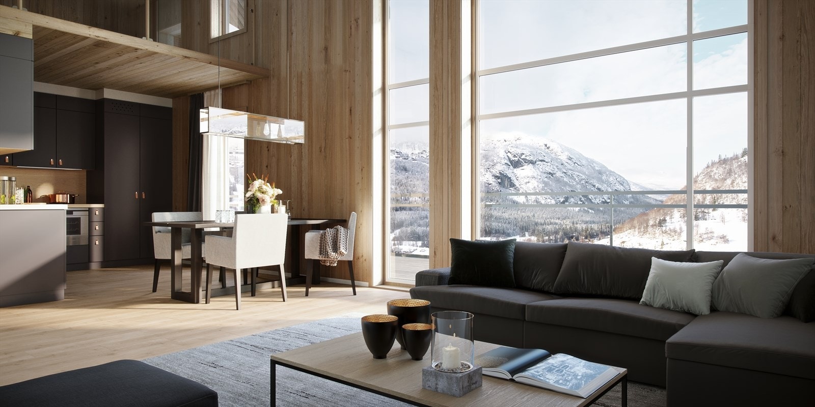 Illustrasjon interiør Fjellnest. Galleribilde