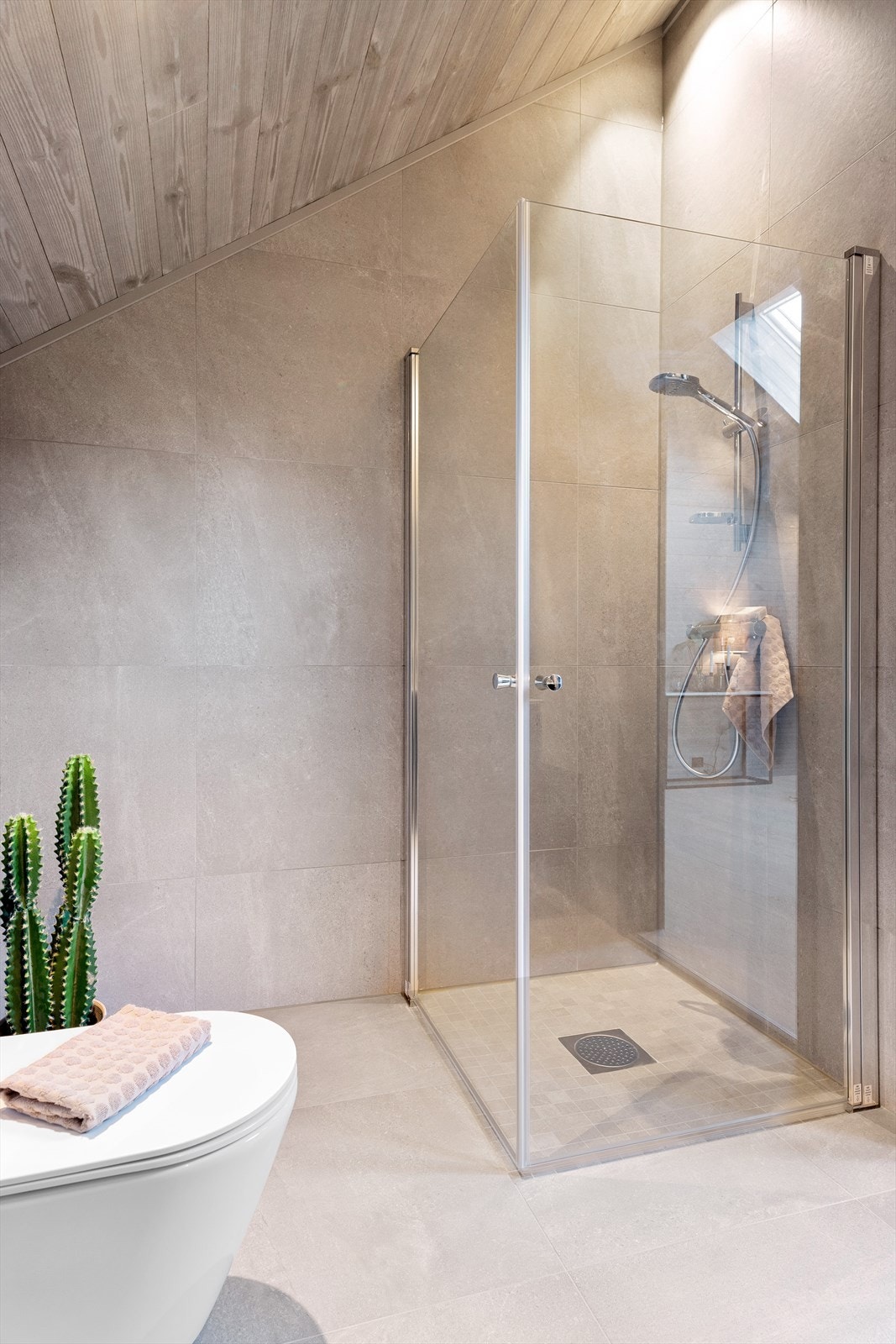 Dusj og vegghengt toalett Galleribilde