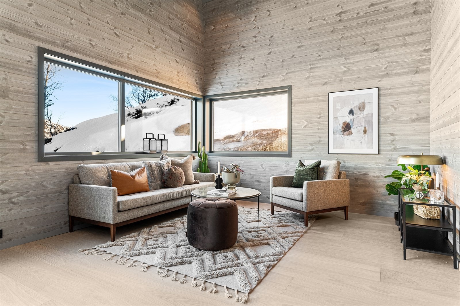 Helhetlig og fine fargetoner i hytta Galleribilde